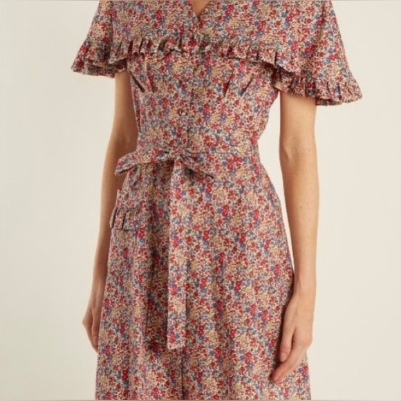 Vampires Wife CHARLOTTE LIBERTY FLORAL-PRINT COTTON DRESS Size - UK10/US6 - Picture 2 of 16